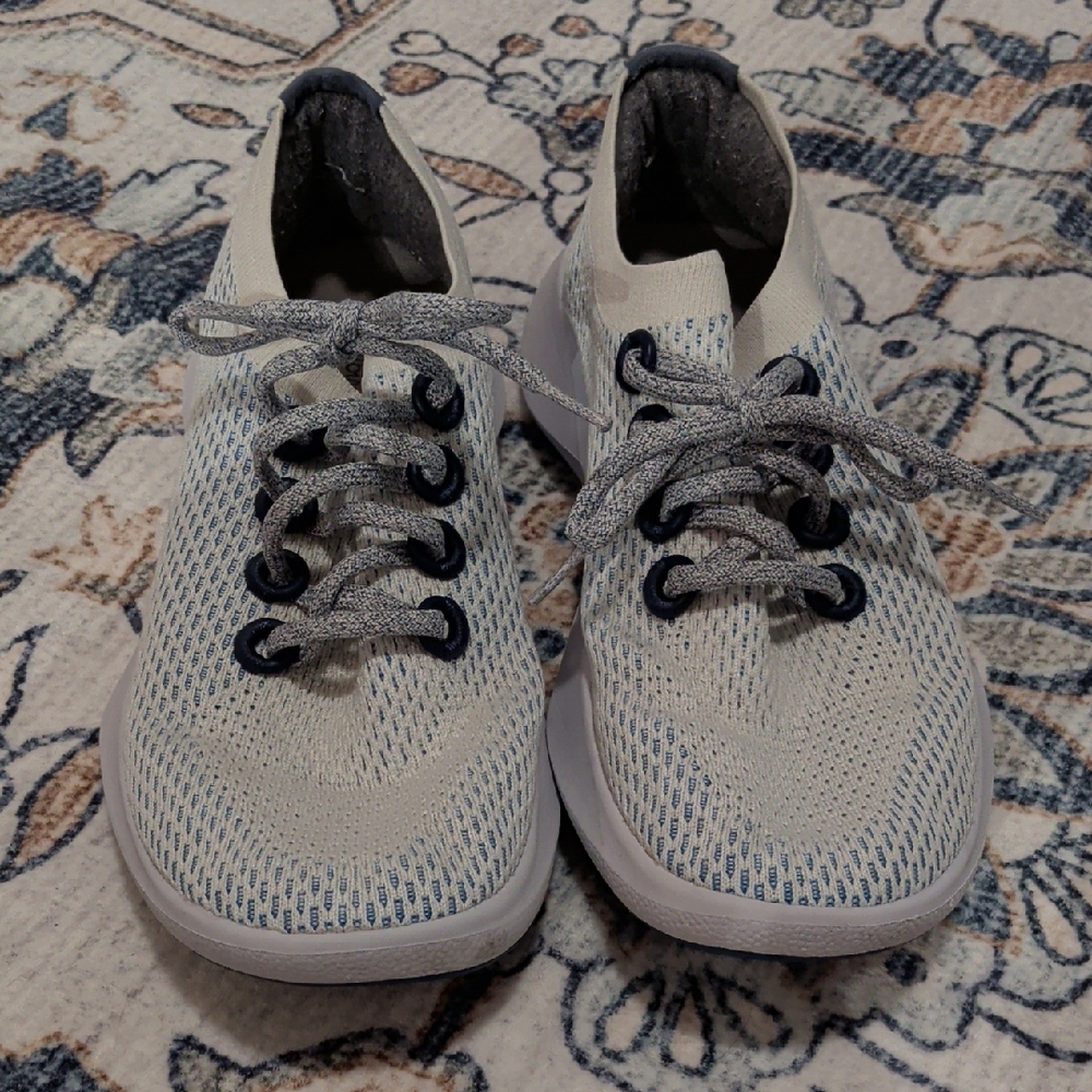 Allbirds White And Blue Tree Dashers